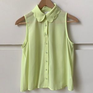 Sheer Yellow Sleeveless Top size Small